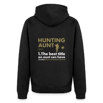 Hunter Aunt Definition Hunting - Unisex Premium Organic Zip Hoodie - black - Back - Nico (187cm)