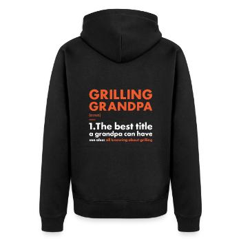 Griller Grandpa Definition Grilling - Unisex Premium Bio Zip Hoodie - Schwarz - Hinten - Nico (187cm)