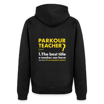 Traceur Professeur Définition Parkour - Veste à capuche bio Premium Unisexe - noir - Dos - Nico (187cm)
