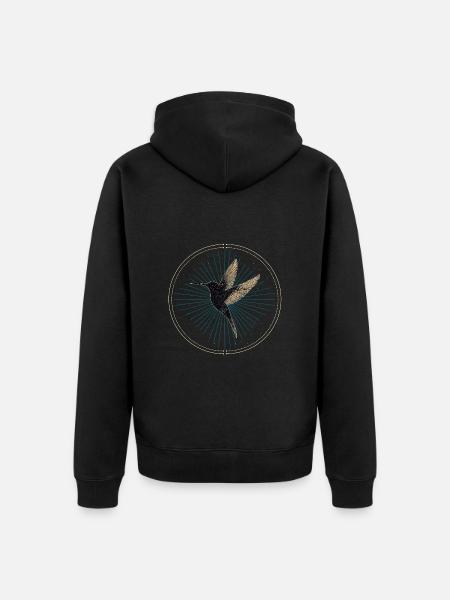Hummingbird with stars - Unisex Premium Organic Zip Hoodie - black