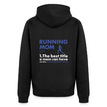 Sport Mom Running - Unisex Premium Organic Zip Hoodie - black - Back - Nico (187cm)