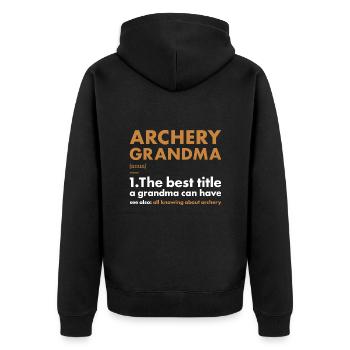 Sport Grandma Archery - Unisex Premium Organic Zip Hoodie - black - Back - Nico (187cm)