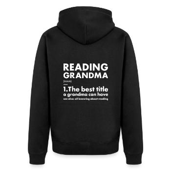 Reader Grandma Definition Reading - Unisex Premium Organic Zip Hoodie - black - Back - Nico (187cm)