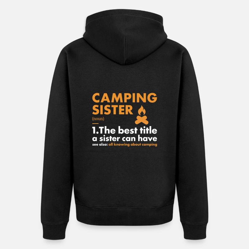 Camper Sister Définition Camping - Veste à capuche bio Premium Unisexe - noir