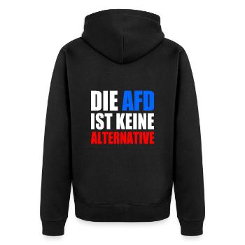 die afd ist keine alternative - Unisex Premium Bio Zip Hoodie - Schwarz - Hinten - Nico (187cm)