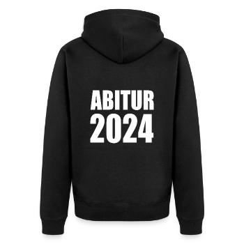 Abitur 2024 - Unisex Premium Bio Zip Hoodie - Schwarz - Hinten - Nico (187cm)