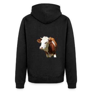 funny cow cow head - Unisex Premium Organic Zip Hoodie - black - Back - Nico (187cm)