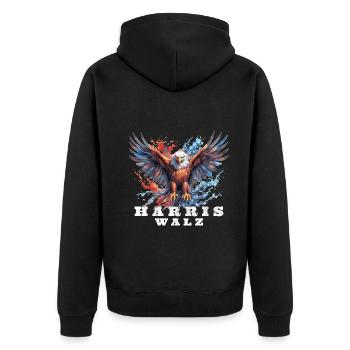 Kamala Harris & Tim Walz 2024 Classic T-Shirt - Unisex Premium Organic Zip Hoodie - black - Back - Nico (187cm)