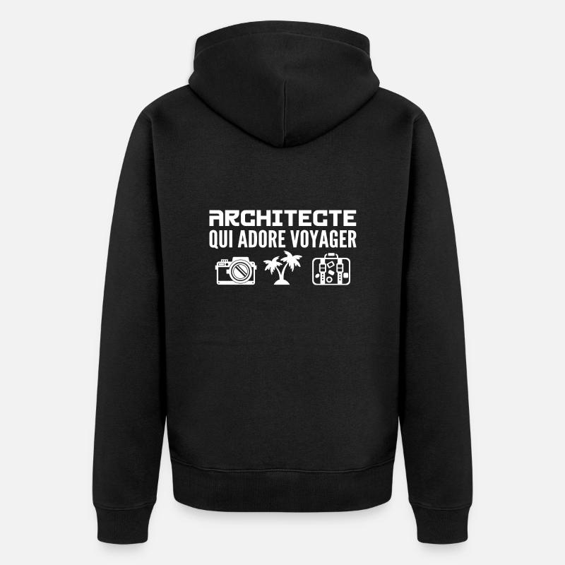 Voyageurs & Architectes : Passion & Découverte - Veste à capuche bio Premium Unisexe - noir