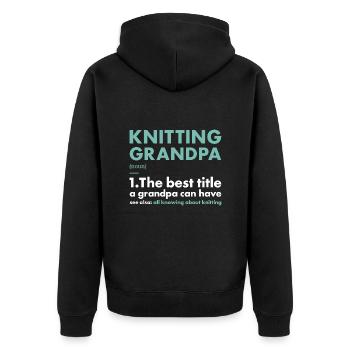 Knitter Grandpa Definition Knitting - Unisex Premium Organic Zip Hoodie - black - Back - Nico (187cm)