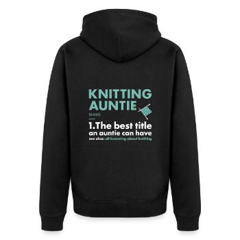 Tricoteuse Auntie Définition Tricot - Veste à capuche bio Premium Unisexe - noir - Dos - Nico (187cm)