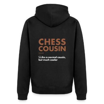 Chess Player Cousin Definition Chess - Unisex Premium Organic Zip Hoodie - black - Back - Nico (187cm)