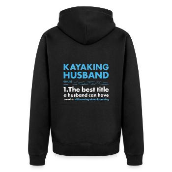 Kayaker Husband Definition Kayaking - Unisex Premium Bio Zip Hoodie - Schwarz - Hinten - Nico (187cm)