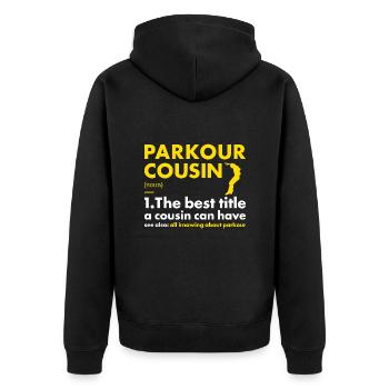 Traceur Cousin Définition Parkour - Veste à capuche bio Premium Unisexe - noir - Dos - Nico (187cm)