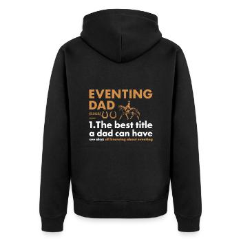 Rider Dad Definition Eventing - Unisex Premium Bio Zip Hoodie - Schwarz - Hinten - Nico (187cm)