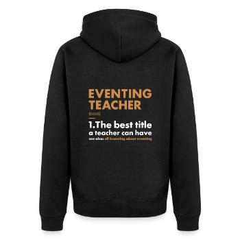 Rider Teacher Definition Eventing - Unisex Premium Bio Zip Hoodie - Schwarz - Hinten - Nico (187cm)