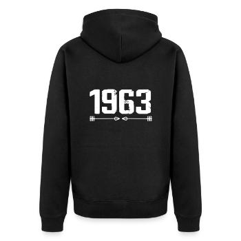 Born in 1963 Vintage 62 Years 63 Birthday Gift - Unisex Premium Organic Zip Hoodie - black - Back - Nico (187cm)