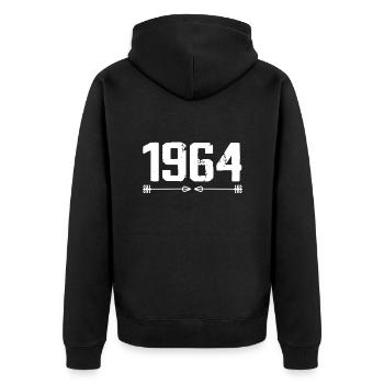 Né en 1964 Vintage 61 ans Cadeau d'anniversaire 62 - Veste à capuche bio Premium Unisexe - noir - Dos - Nico (187cm)