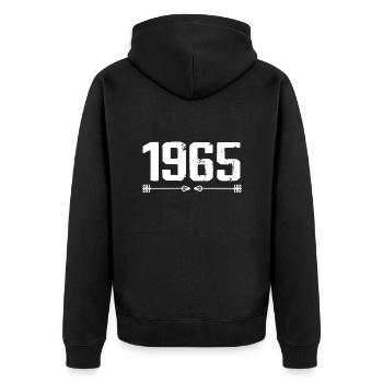 Born in 1965 Vintage 60 Years 61 Birthday Gift - Unisex Premium Organic Zip Hoodie - black - Back - Nico (187cm)