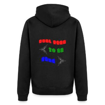 Feel free to be free - Unisex Premium Bio Zip Hoodie - Schwarz - Hinten - Nico (187cm)
