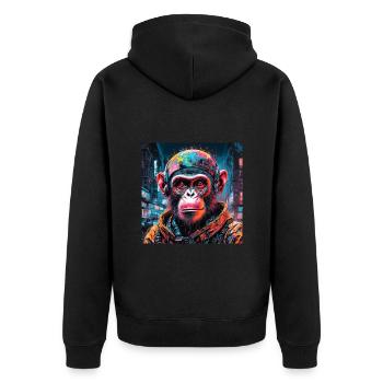 singe cyberpunk - Veste à capuche bio Premium Unisexe - noir - Dos - Nico (187cm)