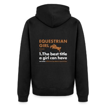 Sport Girl Definition Equestrian - Unisex Premium Organic Zip Hoodie - black - Back - Nico (187cm)