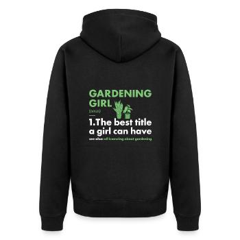 Jardinier Fille Définition Jardinage - Veste à capuche bio Premium Unisexe - noir - Dos - Nico (187cm)