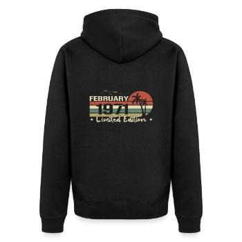 millésime de février 53e anniversaire né 1971 vibe - Veste à capuche bio Premium Unisexe - noir - Dos - Nico (187cm)