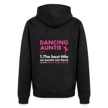 Dancer Auntie Definition Dancing - Unisex Premium Bio Zip Hoodie - Schwarz - Hinten - Nico (187cm)