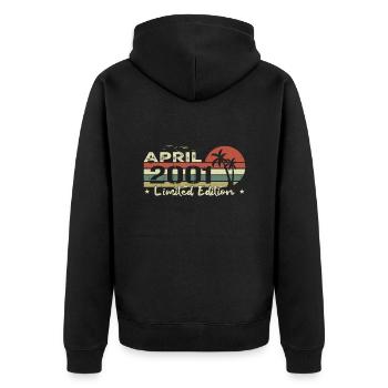 April Vintage 23rd Anniversary Born 2001 Vibe - Unisex Premium Organic Zip Hoodie - black - Back - Nico (187cm)