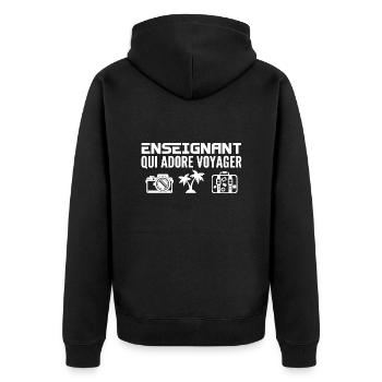 Reisende & Lehrer: Leidenschaft & Entdeckung - Unisex Premium Bio Zip Hoodie - Schwarz - Hinten - Nico (187cm)