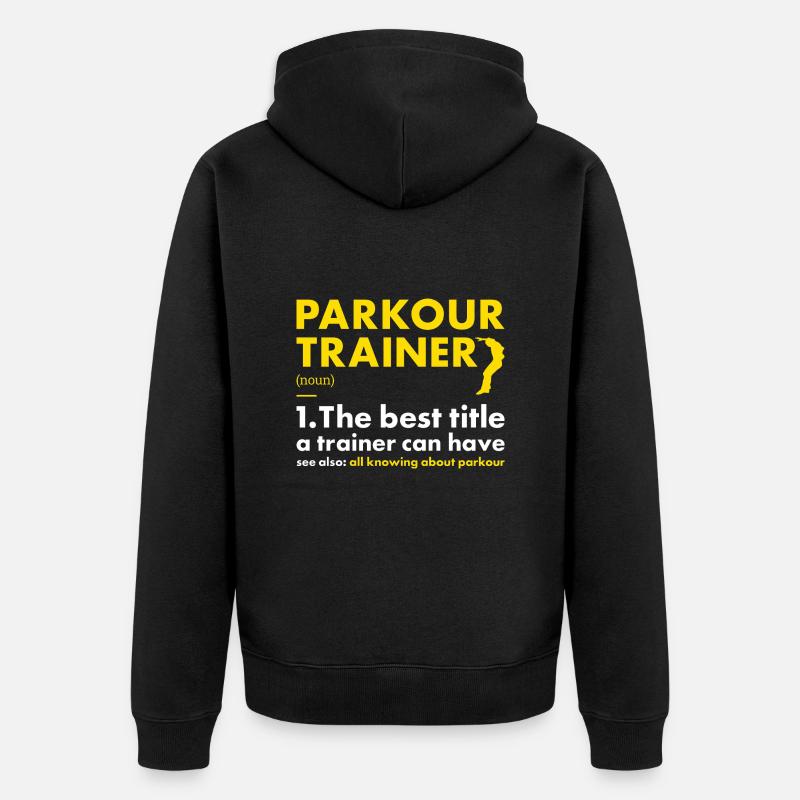 Traceur Trainer Définition Parkour - Veste à capuche bio Premium Unisexe - noir