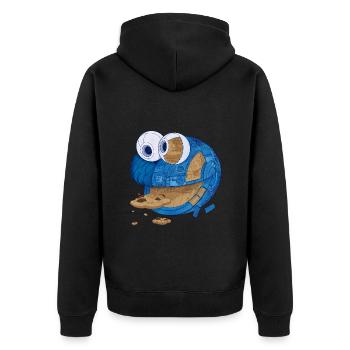 Sesame Street Cookie Monster Machine - Unisex Premium Organic Zip Hoodie - black - Back - Nico (187cm)