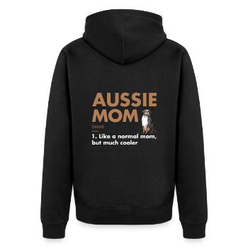 Dog Aussie Mom Definition - Unisex Premium Organic Zip Hoodie - black - Back - Nico (187cm)
