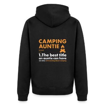 Camper Auntie Definition Camping - Unisex Premium Organic Zip Hoodie - black - Back - Nico (187cm)