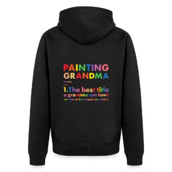 Painter Grandma Definition Painting - Unisex Premium Bio Zip Hoodie - Schwarz - Hinten - Nico (187cm)