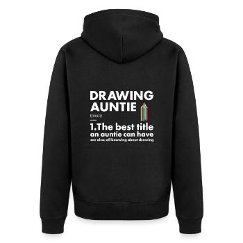 Drawer Auntie Definition Drawing - Unisex Premium Bio Zip Hoodie - Schwarz - Hinten - Nico (187cm)