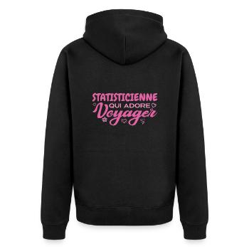 Statisticienne globe-trotteuse passionnée voyages - Veste à capuche bio Premium Unisexe - noir - Dos - Nico (187cm)