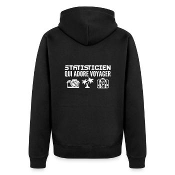Voyageurs & Statisticiens : Passion & Découverte - Veste à capuche bio Premium Unisexe - noir - Dos - Nico (187cm)
