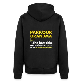 Traceur Grandma Définition Parkour - Veste à capuche bio Premium Unisexe - noir - Dos - Nico (187cm)