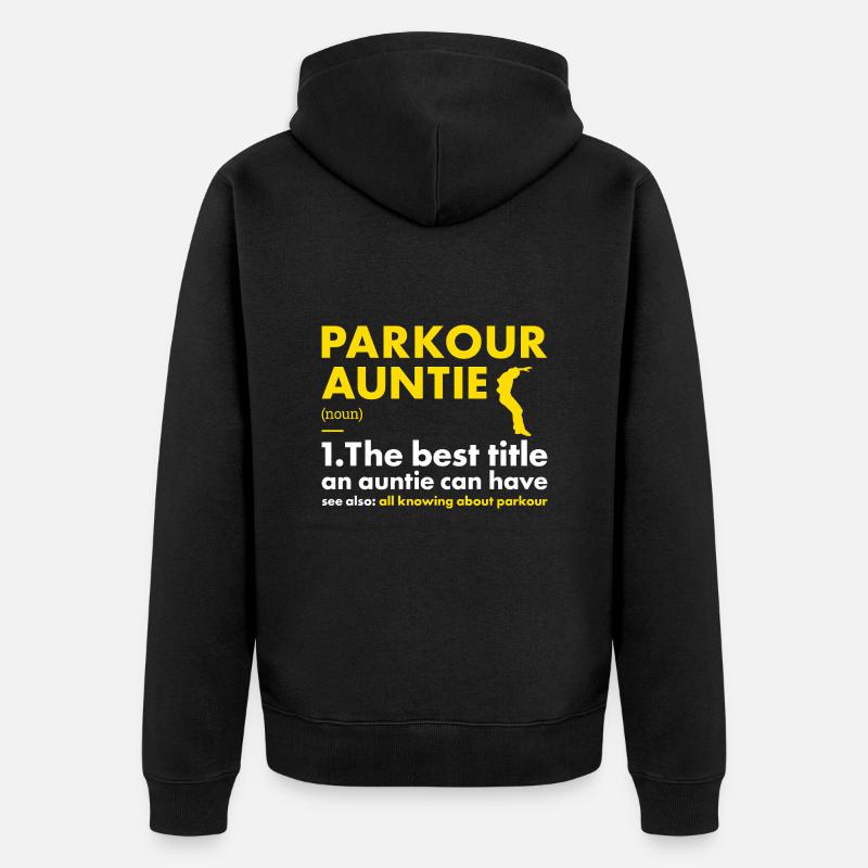 Traceur Auntie Définition Parkour - Veste à capuche bio Premium Unisexe - noir