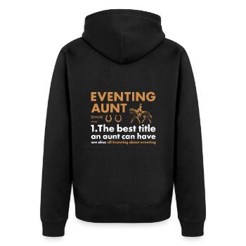 Rider Aunt Definition Eventing - Unisex Premium Bio Zip Hoodie - Schwarz - Hinten - Nico (187cm)