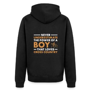 Rider Never Underestimate The Power Of A Boy - Unisex Premium Organic Zip Hoodie - black - Back - Nico (187cm)