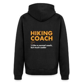 Hiker Coach Definition Hiking - Unisex Premium Bio Zip Hoodie - Schwarz - Hinten - Nico (187cm)