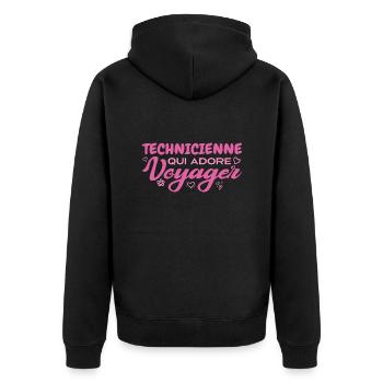 Technicienne globe-trotteuse passionnée de voyages - Veste à capuche bio Premium Unisexe - noir - Dos - Nico (187cm)