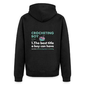 Crochet Garçon Définition Crochet - Veste à capuche bio Premium Unisexe - noir - Dos - Nico (187cm)
