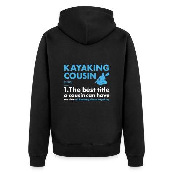 Kayaker Cousin Definition Kayaking - Unisex Premium Bio Zip Hoodie - Schwarz - Hinten - Nico (187cm)