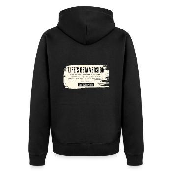 Life's Beta Version – Please Update - Unisex Premium Organic Zip Hoodie - black - Back - Nico (187cm)
