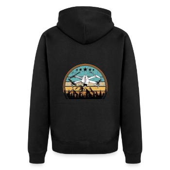 Drohnen Pilot Drohne Whoop Copter FPV Pilot Drone - Unisex Premium Bio Zip Hoodie - Schwarz - Hinten - Nico (187cm)