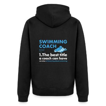 Sport Coach Swimming - Unisex Premium Bio Zip Hoodie - Schwarz - Hinten - Nico (187cm)